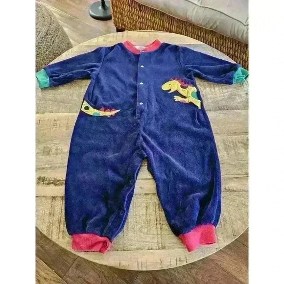 Vintage Baby Beluga New York Veloud Romper Baby Size 18 Months Dinosaurs - Picture 2 of 9